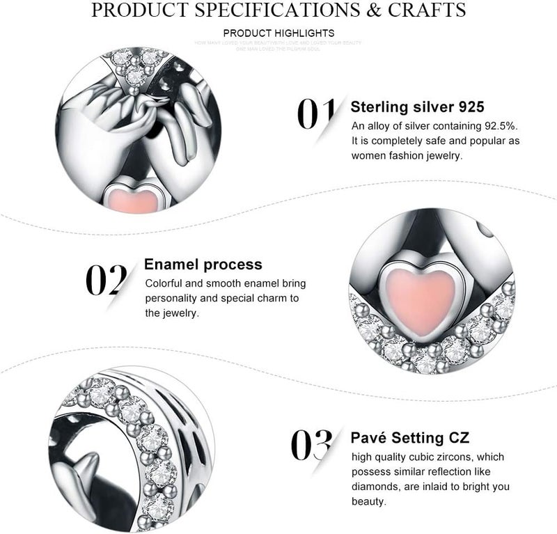 VOROCO Store 925 Sterling Silver Love Heart Charm for Charm Bracelet, Christmas Mother's Day Birthday Perfect Jewelry Gifts for Mom Grandma Daughter Friend Sister - Image 4